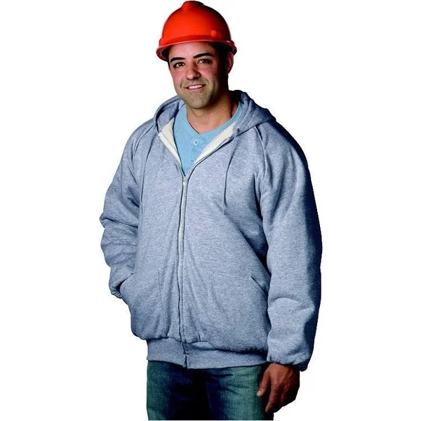snapnwear Thermal Lined Hooded Sweat Jacket w/ Zipper Front in Black Size X-Large Cotton/Polyester - All Seasons Uniforms