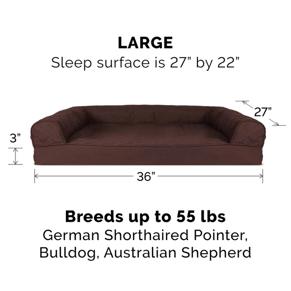FurHaven Memory Foam Quilted Sofa-Style Pet Bed - Coffee - Large