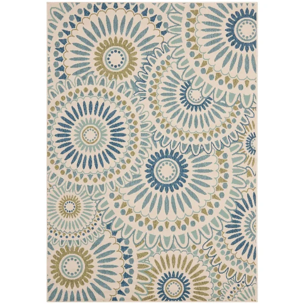 Safavieh Veranda VER091-0612 6&7x22 x 9&6x22 Cream, Blue Area Rug