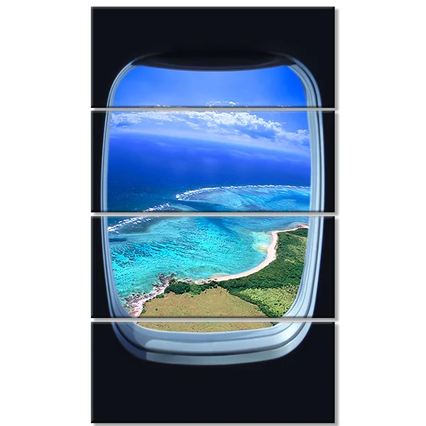 Designart Ocean View from Window Seascape Photo Canvas Art Print - 20x22 x 40