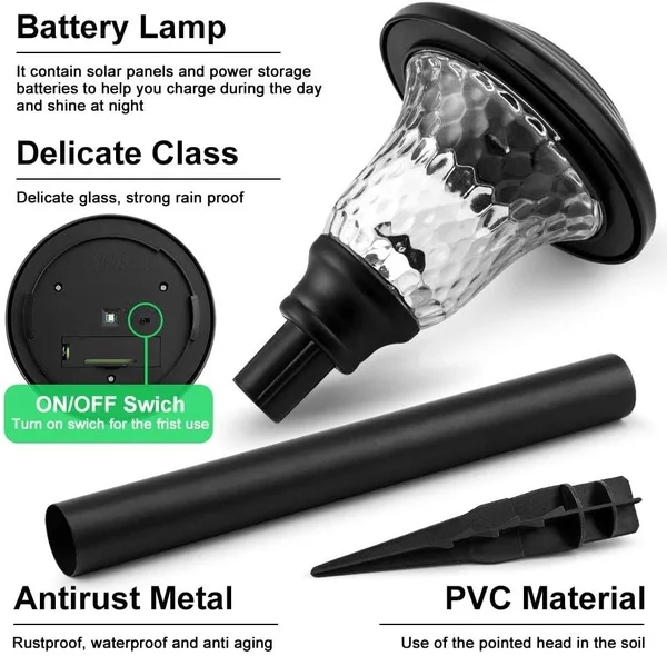 Beau Jardin 8 Pack Solar Pathway Lights Supper Bright Up to 12 Hrs Outdoor Garden Stake Glass Stainless Steel IP65 Waterproof Au