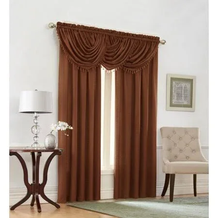 Emerald Crepe Heavy Textured 5 Piece Complete Window Curtain Set by GoodGram - Terracotta - Size: 54 in