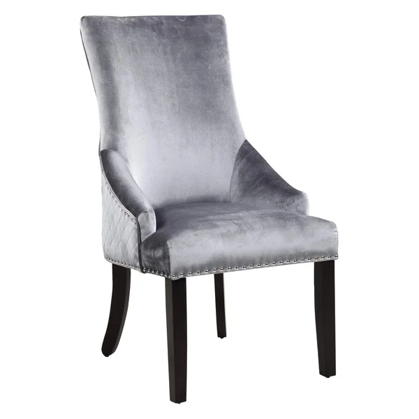 Iconic Home Machla Dining Chair Velvet Upholstered (Set of 2) Grey