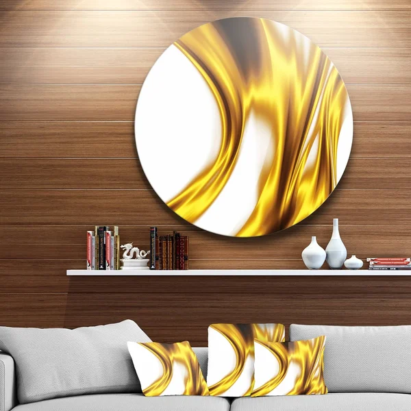 Designart 'Bright Gold Texture Pattern' Abstract Digital Art Round Metal Wall