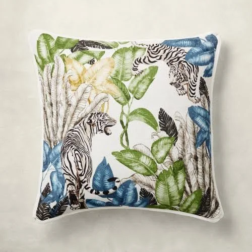 Tropical Jungle Print Pillow COVER, 22 x 22