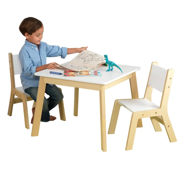 KidKraft Modern Table & 2 Chair Set - White/Beige