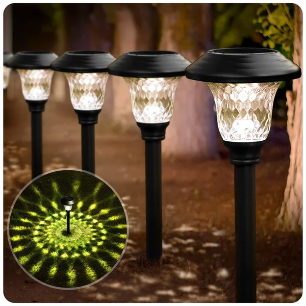 Beau Jardin 8 Pack Solar Pathway Lights Supper Bright Up to 12 Hrs Outdoor Garden Stake Glass Stainless Steel IP65 Waterproof Au