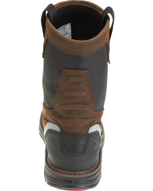 Wolverine Mens Brown/Black Leather Overman WP 10in EH Work Boots, 14