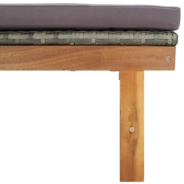 vidaXL Sun Lounger with Cushion Poly Rattan and Solid Acacia Wood Gray