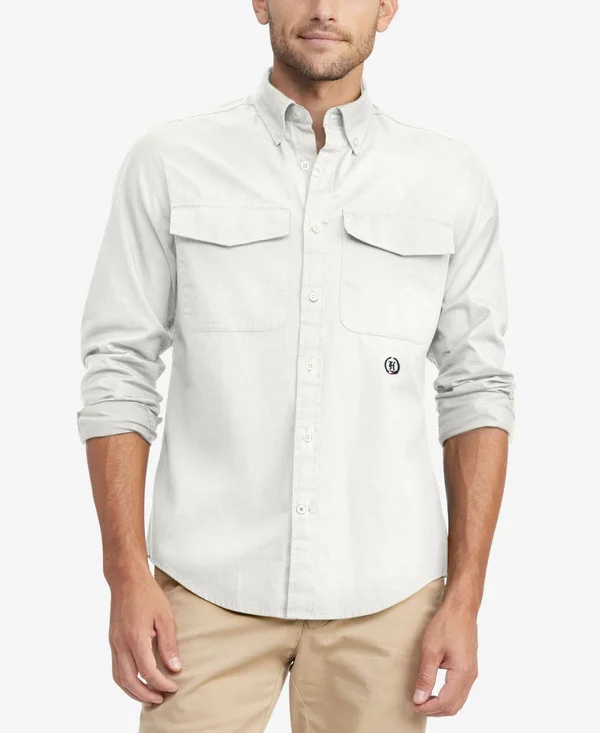 Tommy Hilfiger Hargrove Twill Captain Shirt Men's Clothing Sky Captain : XL