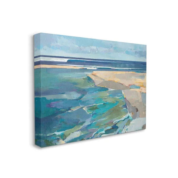 Stupell Home Decor Abstract Beach Landscape Wall Art, Blue, 36x48, 36 x 1.5 x 48 inches