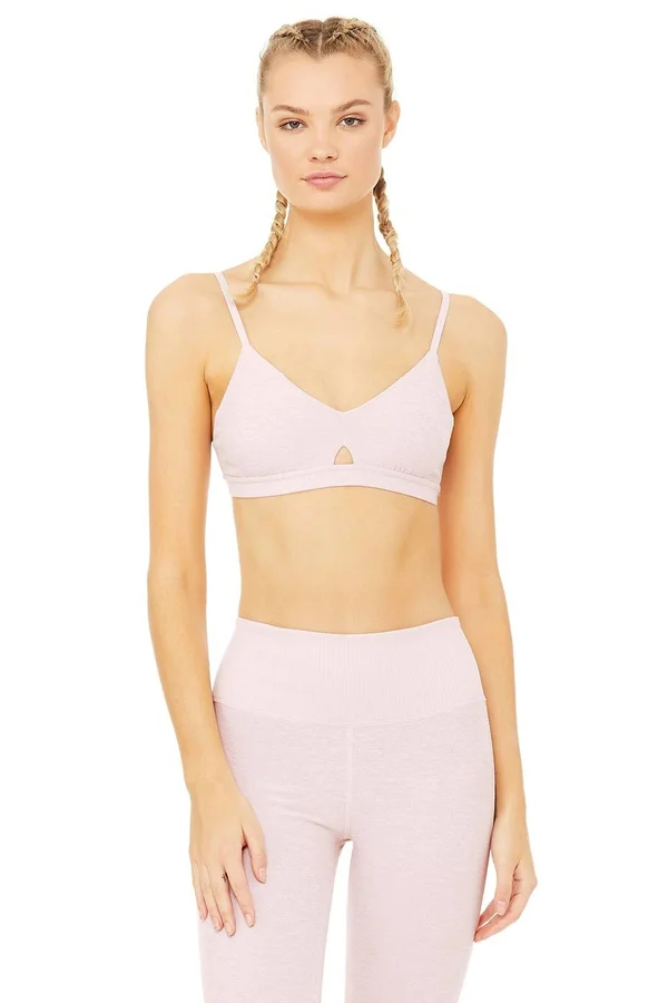 Alo Yoga - Alosoft Lounge Bra in Soft Pink Heather, Size: Small