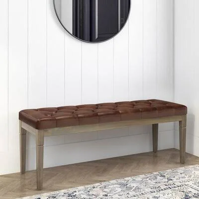 Hazelton Faux Leather Bench Charlton Home Color: Distressed Saddle Brown