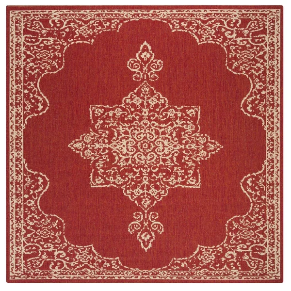 Safavieh Linden LND180Q 6&7x22 x 6&7x22 Square Red, Creme Area Rug