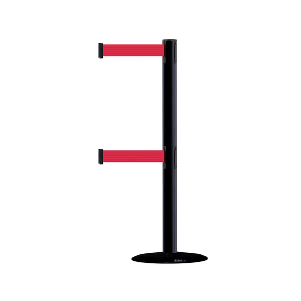 Tensabarrier 889T2B-33-33-MAX-NO-Y5X-C Advance Post - Dual Line, Black Basic Base with Black TUBE, No Custom Yellow Webbing Stand
