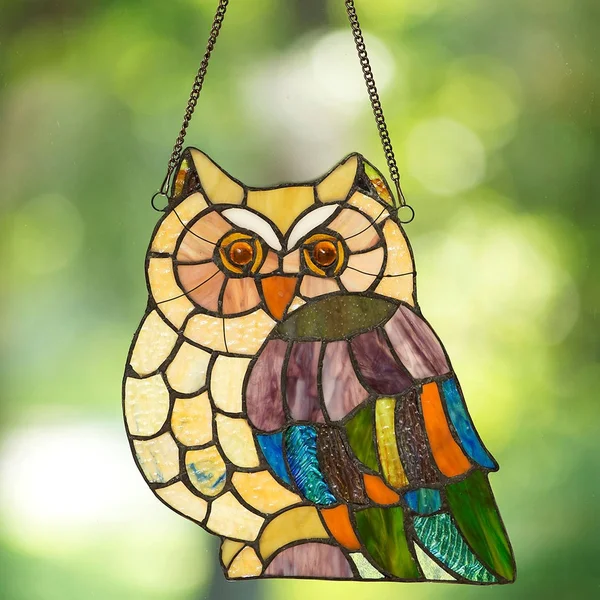 River of Goods 11x22H Stained Glass Hoot&s Owl Window Panel