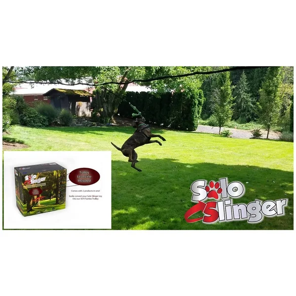 Tumbo Solo Slinger Zipline Dog Toy with 50 ft Trolley Included