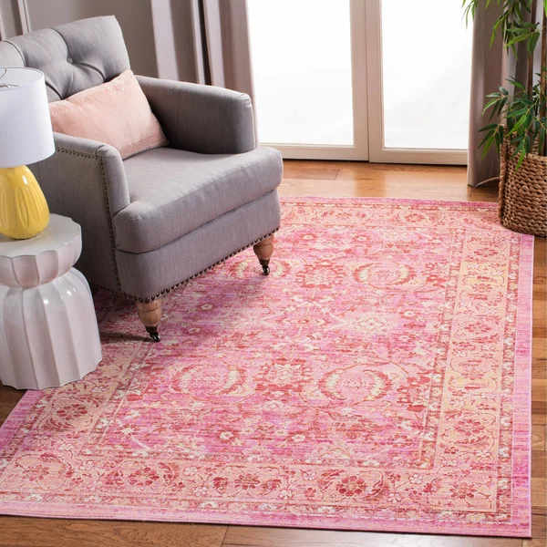 Safavieh WDS341B Windsor Pink, Orange Area Rug - 6& x 6& Square
