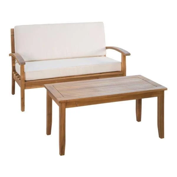 Noble House Peyton Outdoor Teak Loveseat & Coffee Table Set - 303457