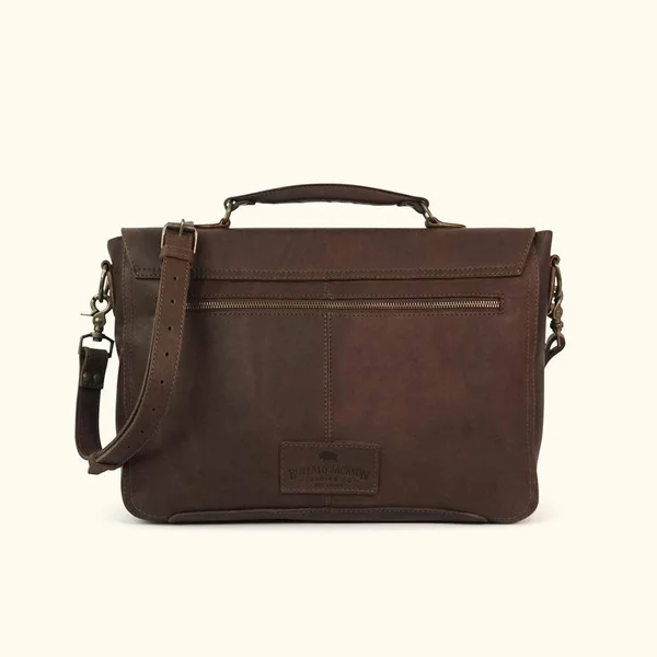 Denver Leather Laptop Messenger Bag - Dark Briar