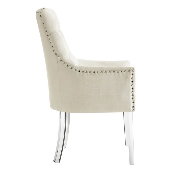 Inspired Home Dining Chair Acrylic Legs Cream White - Linen