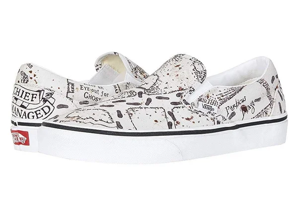 Vans x Harry Potter Marauders Map Classic Slip-On Shoes - White Combo - 8.5