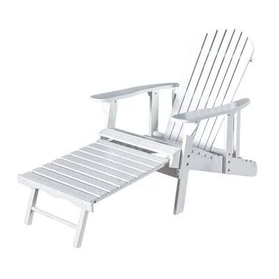 Truet Wood Adirondack Chair with Ottoman Highland Dunes Frame Color: White