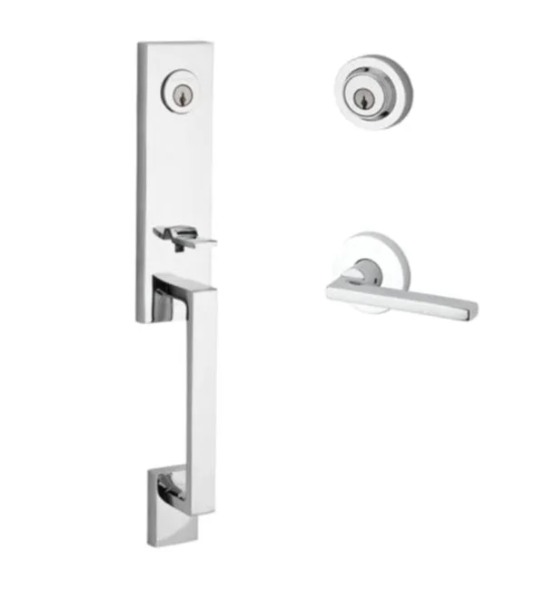 Reserve Seattle - Handleset with Right Handed Square Lever and Contemporary Round Rose in Satin Black - DCSEAXSQURCRR190 - Baldw