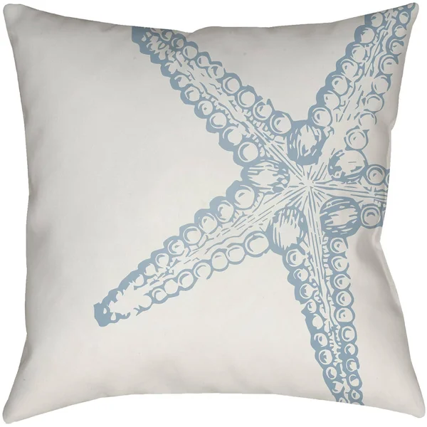 Surya Nautical III Starfish Outdoor Pillow, Blue