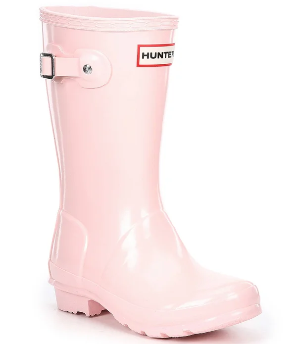 Hunter Kids& Original Gloss Waterproof Buckle Strap Rain Boots Youth - 2m Youth