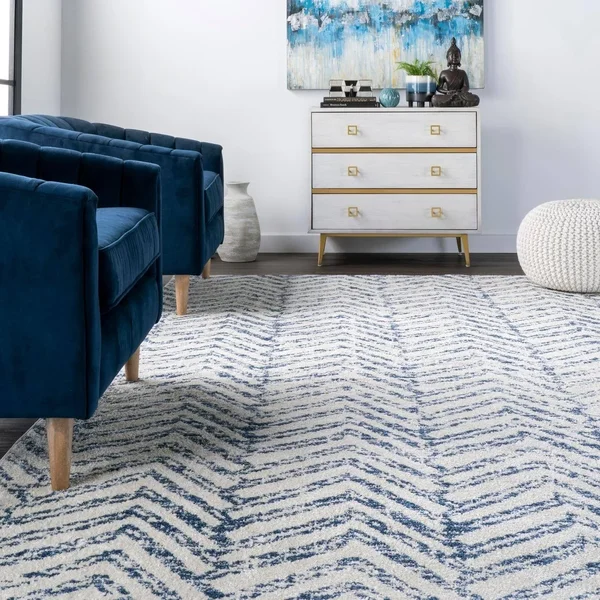 nuLOOM Rosanne Geometric Runner Rug, 2& 6x22 x 12&, Blue