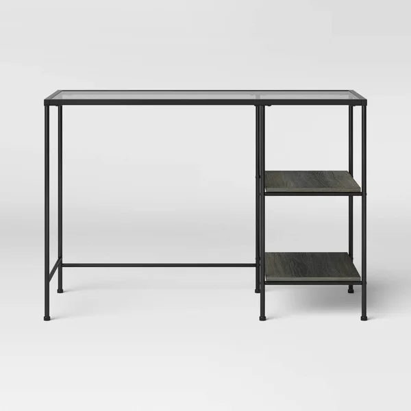 Fulham Glass Writing Desk with Storage Black - Project 62