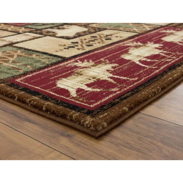 Wild Life Collection Multicolor Polypropylene Area Rug - 5&2&& x 7&5&&