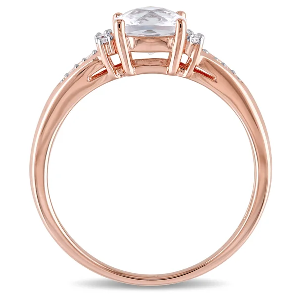 Miadora 10K Rose Gold Created White Sapphire and Diamond Accent Engagement Ring - 4.5