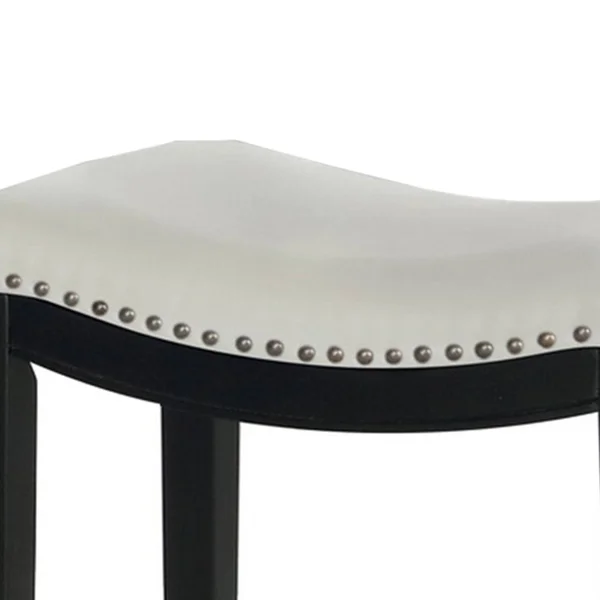 Wooden Bar Height Stool Set of 2 Black and White BM229254