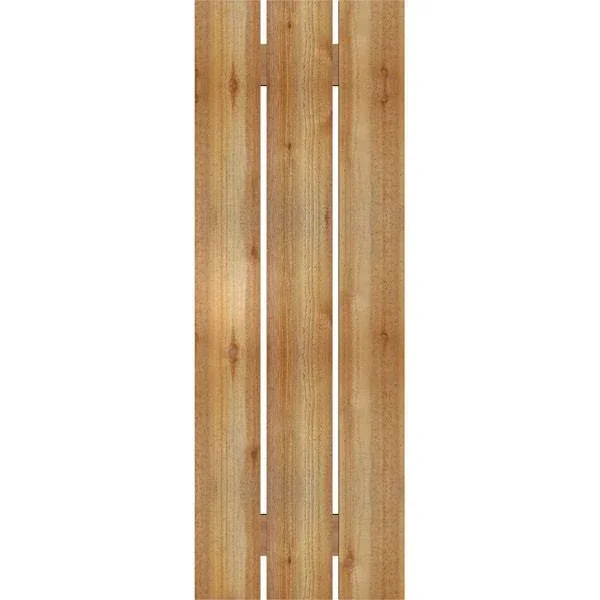 Ekena Millwork RBS06S17X049RWR 17 1/8x22W x 49x22H TimberCraft Three 5 3/8x22 Boards Spaced Board-n-Batten Shutters - Rough Sawn