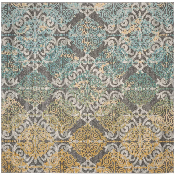 Safavieh Evoke EVK230D Grey/Ivory 9& x 9& Square Area Rug