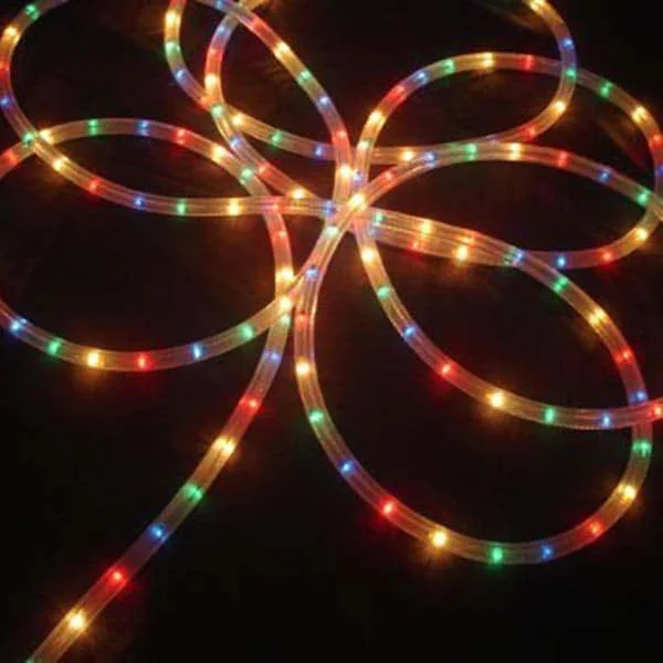 100-Count Multi-Color Commercial Grade Christmas Rope Light Set, 100ft White Wire