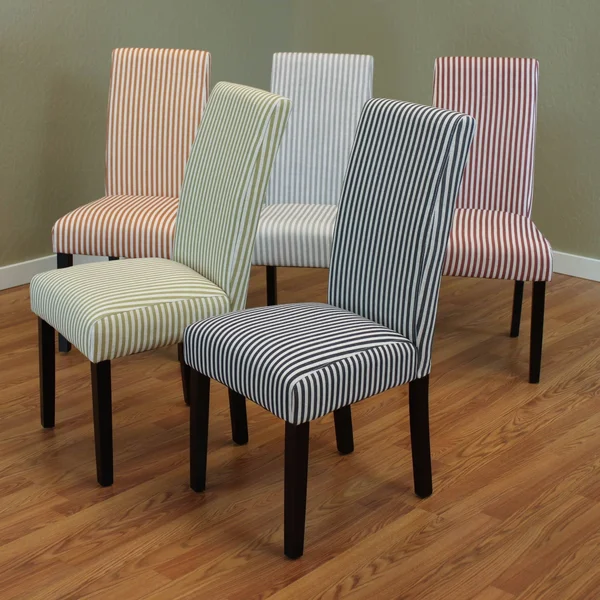 Monsoon Villa Set of 2 Stripe Linen Dining Chairs, Grey