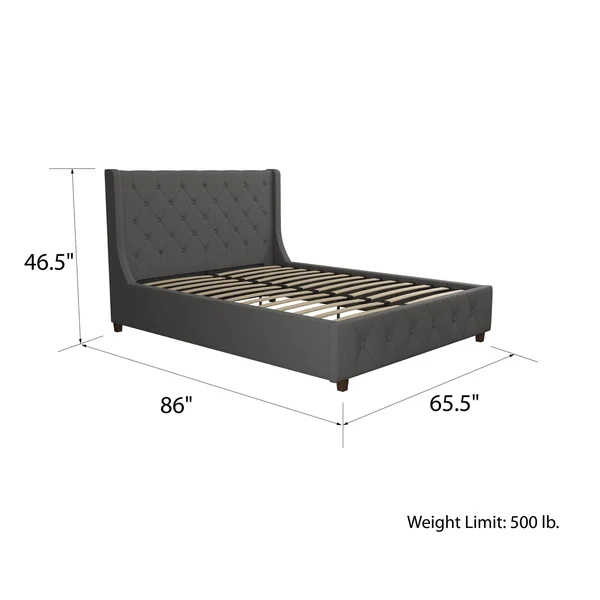 Queen Mercer Linen Upholstered Bed Light Gray - CosmoLiving by Cosmopolitan