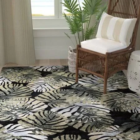 Bay Isle Home Skeen Tropical Black Area Rug, Size: Rectangle 9&3 inch x 12&3 inch