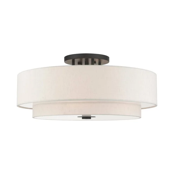 Livex Lighting Meridian 6 Light English Bronze Semi Flush Mount 45849-92