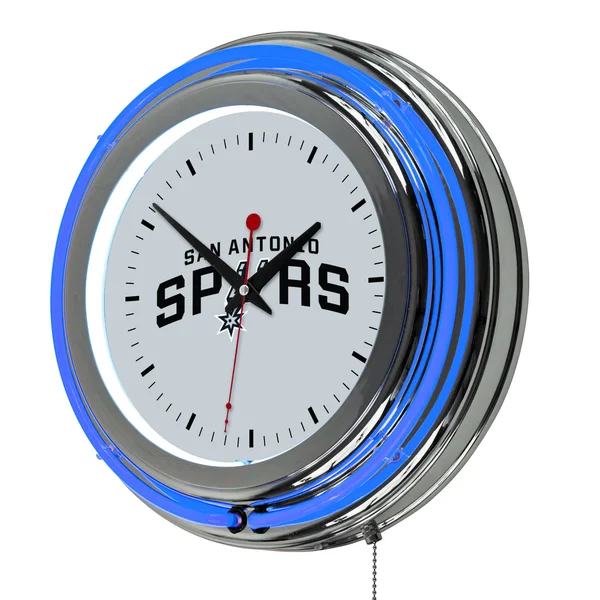 NBA Chrome Double Ring Neon Clock San Antonio Spurs