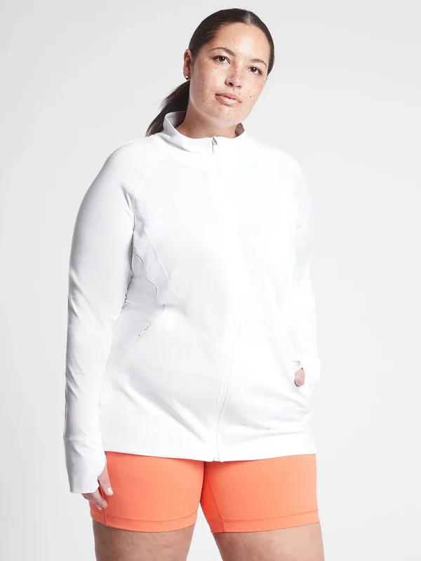 Athleta Women's Pacifica Illume UPF Full Zip White Plus Size 3X