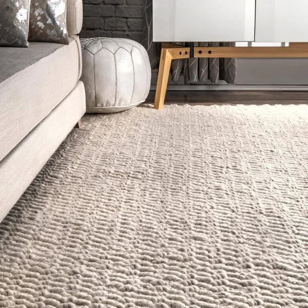 nuLOOM Ivory Handmade Casual Solid Ridged Area Rug - 8& x 10& - Light Blue