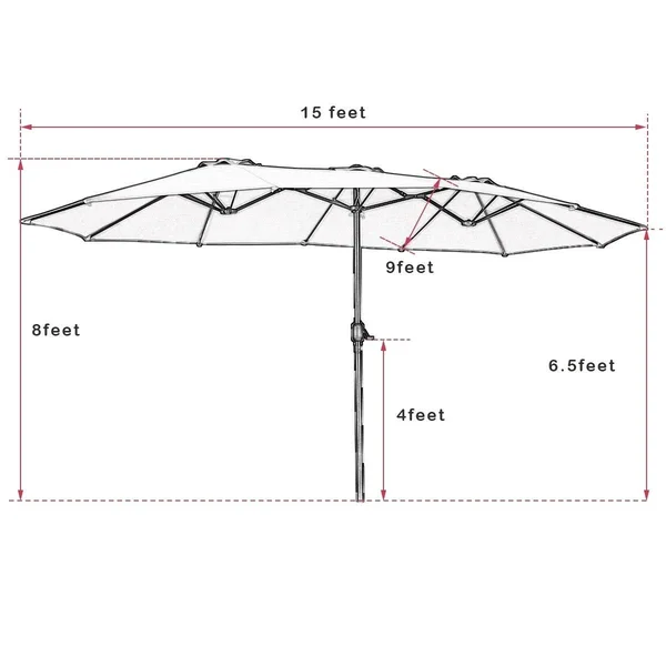 15& Double-Sided Outdoor Offset Patio Umbrella - Base Not Included - Burgundy