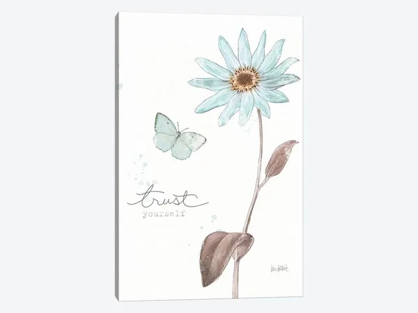 Katie Pertiet Canvas Wall Decor Prints - Bits of Blue III ( Floral & Botanical > Flowers > Daisies art)