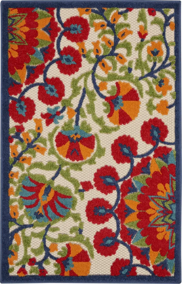 Nourison Aloha ALH20 Area Rug, Red/Multi, 7& x 10&