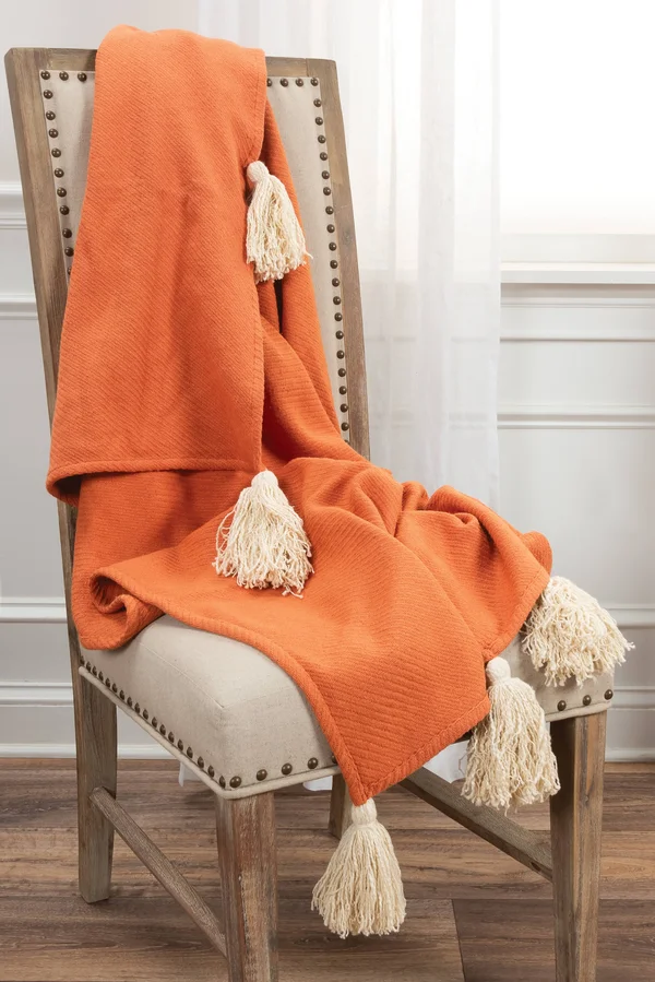 50x22x60x22 Solid Throw Orange - Rizzy Home