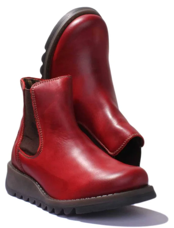 Fly London Salv Leather Bootie - Red, 41